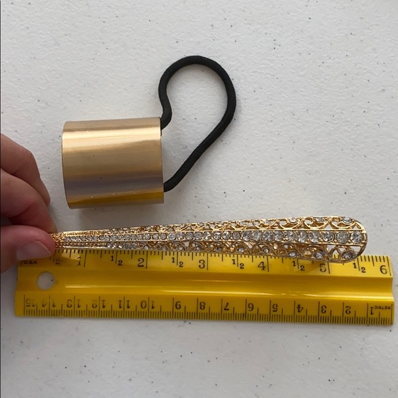 NWT Anthropologie Leather Pony Tail Holder Hair Accessory Gold